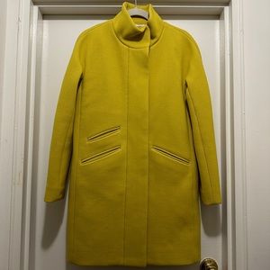 JCREW Cocoon Coat in Italian Stadium Cloth Wool Blend - Yellow - Size 0